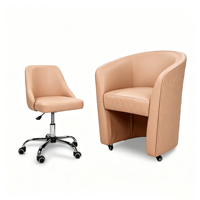 Ensemble de mobilier pour salon de manucure, comprenant une chaise pour client et un tabouret pour technicien avec roulettes