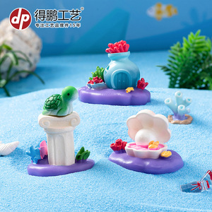 Ornements en résine Dp pour paysages marins miniatures : Pieuvre, Colonne romaine, Coquillage, Bouteille à message, Décoration d'aquarium style dessin animé - Product Image 4