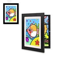 Cadres photo pour enfants - Format A4 - Charnières en bois - Remplissables - Ouverture frontale - Dessins - Projets artistiques - École - Montage mural - Rectangulaires