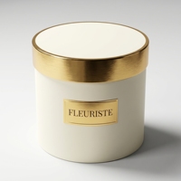 Boîte à fleurs ronde de luxe personnalisée, boîte à fleurs cylindrique blanche avec étiquette dorée pour l'emballage des arrangements floraux de mariage