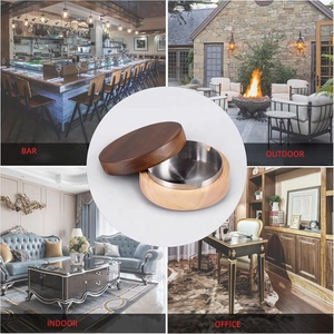 Wooden <strong>Ashtray</strong> with Stainless Steel Windproof Liner Durable Easy Clean Indoor/Outdoor Use <strong>Cool</strong> <strong>Ashtrays</strong> for Patio Office Home - Product Image 6