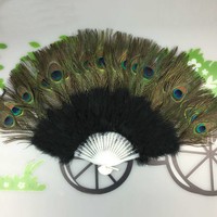 Éventail à main en plumes de paon personnalisé en gros d'usine, décoration de salon, accessoires de mariage