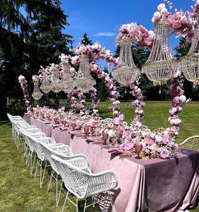 Vendita calda 8 piedi di altezza in metallo nero mezza mezzaluna luna semicerchio lampadario sfondo espositore per decorazione di nozze festa - Product Image 4