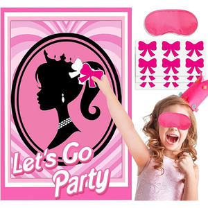 Póster Adhesivo 'Vamos a Fiestear' <span class=keywords><strong>para</strong></span> Juego <span class=keywords><strong>de</strong></span> Ponerse los Ojos Ante los Ojos, Diseño <span class=keywords><strong>de</strong></span> Silueta <span class=keywords><strong>de</strong></span> Niña con Corona y Lazo, <span class=keywords><strong>para</strong></span> Accesorios <span class=keywords><strong>de</strong></span> Juego en Fiestas <span class=keywords><strong>de</strong></span> Cumpleaños Infantiles - Product Image 1