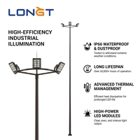 Poteau d'éclairage public électrique à double bras durable de la marque LONGT, en acier Q235 galvanisé à chaud, 15M-35M, décoratif pour jardin, garantie de 3 ans