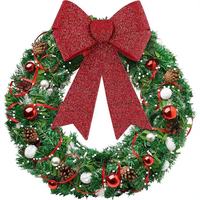 Grands nœuds de Noël rouges à paillettes pour la décoration de l'arbre de Noël, décoration intérieure, couronne, décoration murale, fête