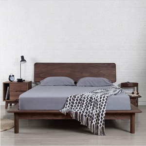 Meubles de chambre à coucher en bois de noyer de style nordique, lit plateforme japonais, lit double, lit king-size, lit queen-size - Product Image 2