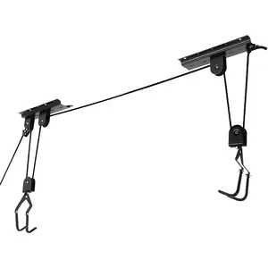 100lb Capacity Overhead Hoist Pulley System Bike Hanger for Bicycles or Ladders Secure Garage Ceiling Storage by Rad Cycle