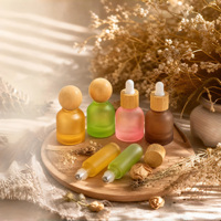 Botol Kemasan Parfum 10ml, Botol Kaca Buram dengan Tutup Kayu Bambu Mewah, Dilengkapi Pipet Tetes untuk Minyak Atsiri