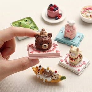 Aimant de réfrigérateur en résine en forme de gâteau de dessert simulé en 3D, personnalisable, pour jeu alimentaire créatif, décoration d'intérieur, souvenir, aimant porte-notes - Product Image 1