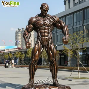 Sculpture grandeur nature de musculation d'homme de muscle en bronze fort à vendre