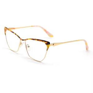وصل حديثًا شعار مخصص كلاسيكي ذهبي معدن نظارات بصرية إطار بيع بالجملة ماس شكل وجه تطابق نظارات العين - Product Image 2