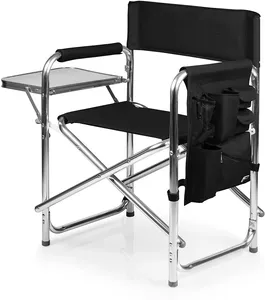 เก้าอี้ผู้จัดการพับได้แบบพกพาดีลักซ์จากโรงงานปี 2024 พร้อมโต๊ะข้างและพนักพิงศีรษะเก้าอี้ผู้จัดการผ้าใบ