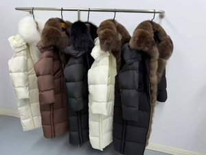 OUDINA <span class=keywords><strong>Manteau</strong></span> long en duvet de canard blanc luxueux pour femmes, col en fourrure de renard épaisse, veste chaude pour l'<span class=keywords><strong>hiver</strong></span> - Product Image 2