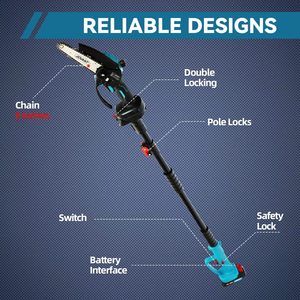 Scies à perche sans fil <span class=keywords><strong>pour</strong></span> l'élagage <span class=keywords><strong>d</strong></span>'arbres, scie à perche sans fil 2 en 1, <span class=keywords><strong>kit</strong></span> <span class=keywords><strong>d</strong></span>'affûteuse de <span class=keywords><strong>tronçonneuse</strong></span> électrique <span class=keywords><strong>pour</strong></span> la coupe <span class=keywords><strong>d</strong></span>'arbres - Product Image 6