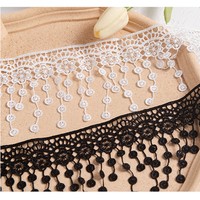Dentelle à franges à motifs rayés de style vintage, 9 cm de large, soluble dans l'eau, brodée pour robes de mariée, sacs, chaussures, accessoires