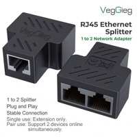 Adaptador de Red LAN Veggieg, Conector de Cable RJ45, Extensor 8P8C, Divisor de Red Hembra 1 a 2, Acoplador RJ45