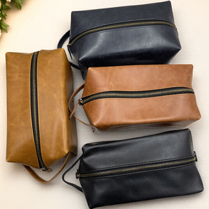 Großhandel benutzer definierte Logo personal isierte Männer PU Leder Kultur beutel Groom smen Geschenke Jubiläums geschenk für ihn Abschluss geschenk - Product Image 6