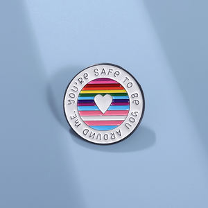 Sen benim etrafında olmak güvenli emaye broş renkli çizgili yaka Pin kısa cümle sırt çantası rozeti giyim aksesuarları - Product Image 3