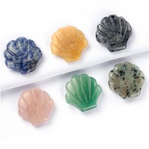 Regalos únicos 30mm piedra preciosa natural tallada a mano cristal cuarzo rosa bolsillo forma de concha de mar estatua curativa para decoración del hogar - Product Image 2