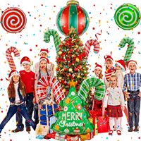 Ensemble de ballons en aluminium de Noël, ballons en forme d'arbre de Noël, de canne à sucre et de sucette pour les fêtes de Noël, décorations murales pour la maison