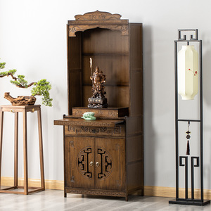 Armario de Madera de Estilo Chino Moderno para Santuario Budista con Cajones y Estantes para Exhibición en Altar Doméstico - Product Image 1