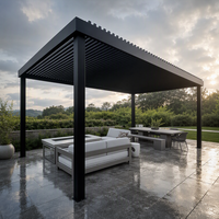 Pergola motorisée rétractable à lames orientables avec capteur de pluie, éclairage RGB, en aluminium thermolaqué, écologique, résistante au vent, autoportante et robuste