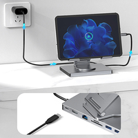 Station d'accueil Type-C avec support rotatif pour téléphones mobiles et tablettes, port Ethernet Gigabit 4K 60Hz, USB 3.2
