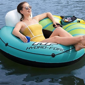 Huihai <b>Inflatable</b> <b>Floating</b> Lounger Chair 167x137cm Peacock Blue Environmentally Friendly PVC Adult Reclining Seat - Product Image 2