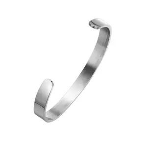 Heetste Selling 4-8Mm Breedte Aangepaste Simple Plain Manchet Bangle 316L Roestvrij Stalen Metalen Armband Blanks