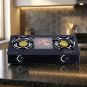 Cocina de Gas Independiente de 2 Quemadores con Encendido Electrónico y Control por Perilla, Vidrio Templado de 6mm, para Hogar, Hotel y Exteriores - Product Image 3
