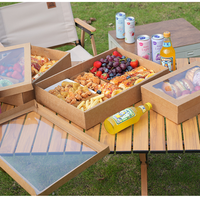 Emballage alimentaire en carton ondulé biodégradable Boîtes à gâteaux Fenêtre pour boulangerie pour sandwichs Gâteau Camping Utilisation en pique-nique Plateau en papier