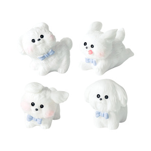 Mini-ornements décoratifs DIY Weij Moss : Adorable petit chien blanc en mouvement pour micro-paysages, voitures et bureaux - Product Image 5