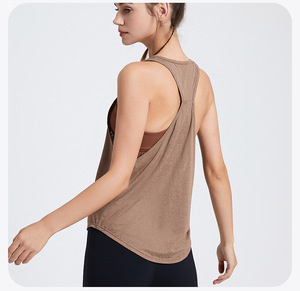Top deportivo sin mangas para mujer, estilo racerback con espalda abierta, ajuste holgado, de secado rápido, para yoga, pilates, gimnasio y atletismo, venta al por mayor - Product Image 3