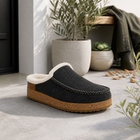 Chaussons en feutre doublés de polaire à enfiler, semelle en liège, bout rond, pour l'hiver, intérieur/extérieur, décontractés, pour la maison