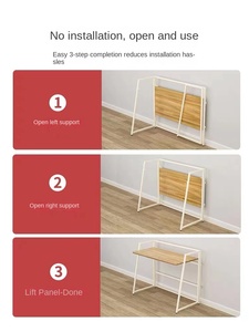 Mesa de Estudio Plegable Cuadrada de Metal con Estantería, Escritorio Pequeño para Computadora para Niños - Product Image 4