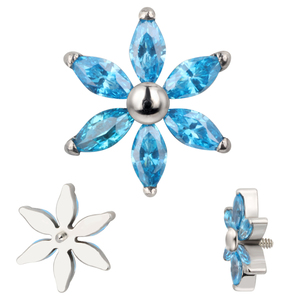 2023 más nuevo al por mayor Piercing para el cuerpo joyería sol flor labio anillos Helix colorido 6 Marquise CZ Labret Top - Product Image 4