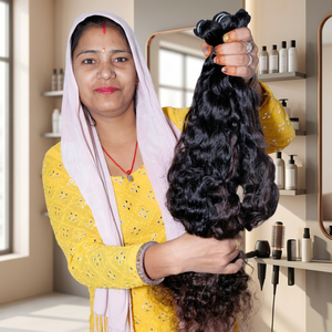 Cuticule vierge crue alignée extensions de cheveux humains du temple indien Double trame faisceaux naturels lâche vague profonde ondulée non traitée - Product Image 1