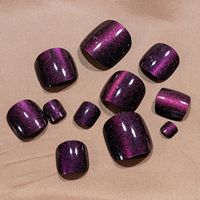 Meilleure qualité Cat Eye Glitter Press on Nails 24 couleurs Toe Nail Tips