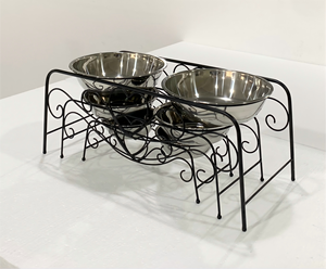 Ensemble de 3 gamelles doubles surélevées pour animaux de compagnie, avec support en fil de fer noir et gamelles en acier inoxydable, pour chiens et chats, station d'alimentation - Product Image 2
