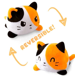 Custom carino reversibile Flip gatti peluche peluche peluche animale morbido per i bambini regalo di natale come compagno di umore PP cotone ripieno - Product Image 4