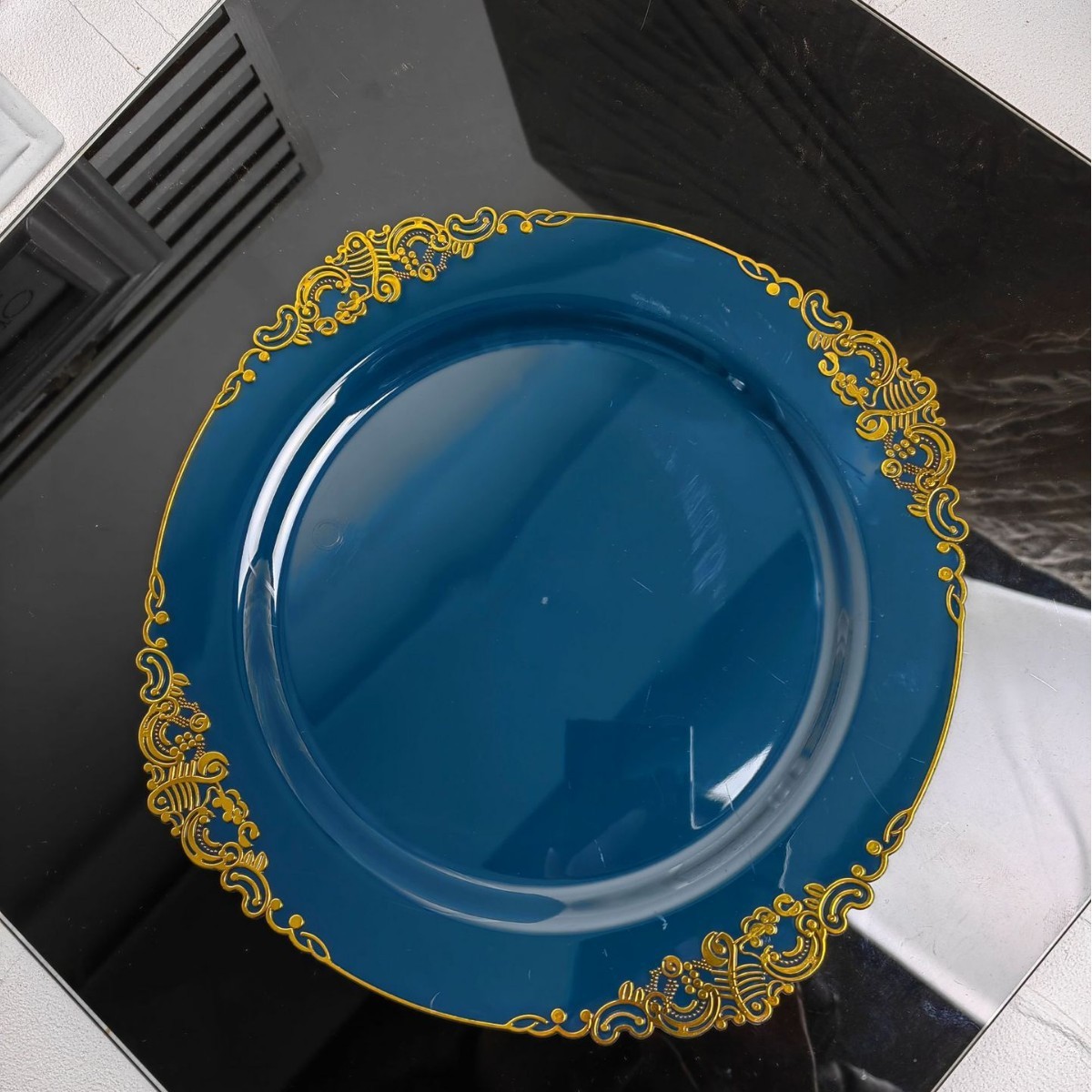 Transparent blue hot gold edge