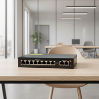 Switch Ethernet de Red IP POE de 8 Puertos y 100 Mbps, 2 Puertos de Enlace Ascendente de 100 Mbps, 100 m en Existencia para Cámaras de CCTV