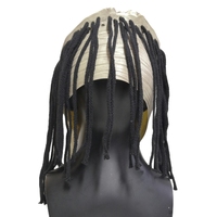 Masque intégral en latex démoniaque beige à texture craquelée, avec énorme bouche violette, dreadlocks noires et crocs, amusant, original et tendance pour fête d'Halloween