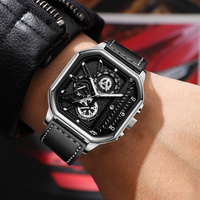 Nouvelle montre-bracelet suisse carrée pour homme, cadran double couche, montre élégante pour étudiant, vente en gros