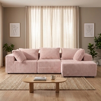 Canapé-lit modulaire en velours côtelé rose de style japonais avec éponge haute densité
