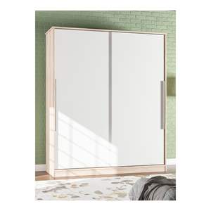 Armario Moderno de Madera Blanca Sonoma con Puertas Corredizas, Cajones y Múltiples Estantes para Dormitorio, Mueble de Almacenamiento para el Hogar - Product Image 1