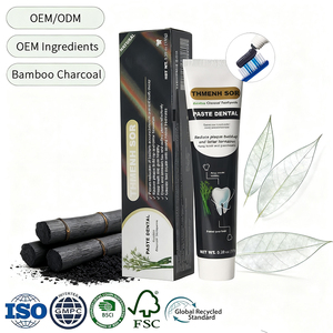 Dentifrice blanchissant au <span class=keywords><strong>charbon</strong></span> de bambou naturel sans fluorure, saveur menthe, marque privée OEM, vente en gros pour fumeurs - Product Image 1