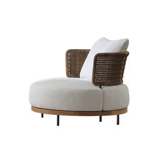 Canapé d'extérieur en bois massif, accessoire en rotin, cour, ouvert à l'air, meubles combinés personnalisés de Villa