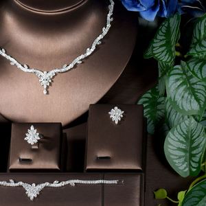 Femmes élégantes bijoux de mariage femmes africaines collier boucles d'oreilles ensembles zircon cubique mariée mariage fête bijoux S-28 - Product Image 3